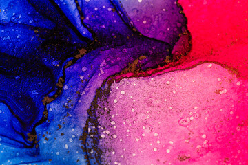 Abstract bright color fluid background, hand drawn alcohol painting, liquid ink technique texture for backdrop design