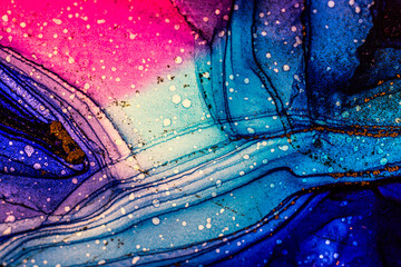 Abstract bright color fluid background, hand drawn alcohol painting, liquid ink technique texture for backdrop design