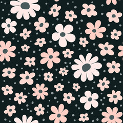 Floral seamless pattern with simple flower. Can be used for fabric, wrapping paper, scrapbooking, textile and other design.