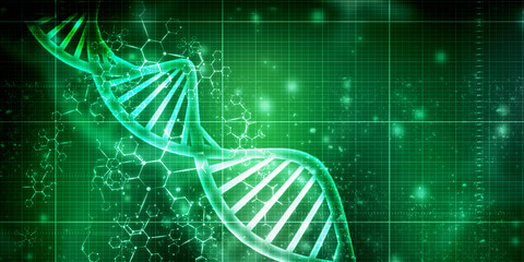 3d render of dna structure, abstract background