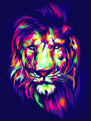 Colorful lion head illustration