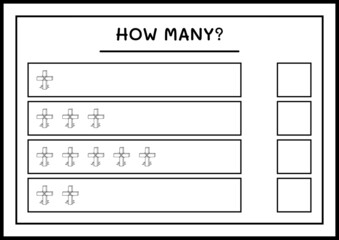 How many Holy Cross, game for children. Vector illustration, printable worksheet