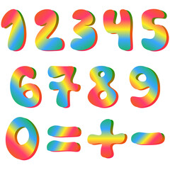 Rainbow colored numbers with shadow