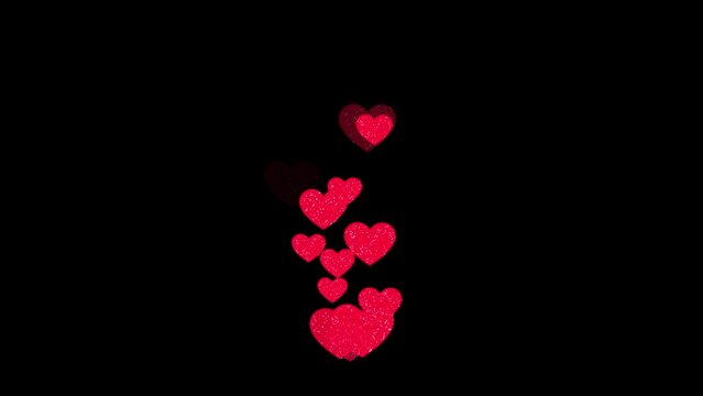 valentines day and love hearts animation,shiny and glowing hearts flying,like button symbol