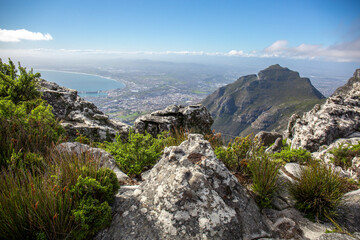 Fototapeta na wymiar Incredible view of Cape Town from Table Mountain, South Africa