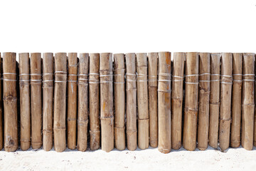 Bamboo fence cut out on white background