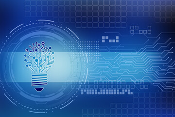 2d illustration bulb future technology, innovation background, creative idea concept 
