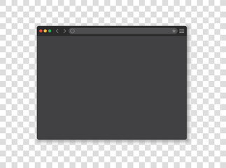 Web browser window mockup set. Black resume. Transparent background. Desktop, template of browser.Vector illustration.