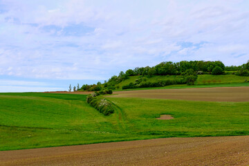 Landschaft im Naturschutzgebiet Hohe Wann zwischen Zeil am Main und Krum, Landkreis Hassberge, Unterfranken, Franken, Bayern, Deutschland