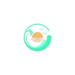 Beach concept logo vector template