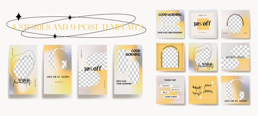 Design backgrounds for social media banner. Set of instagram stories and post frame templates.Vector cover. Mock up for personal blog or shop.Layout for promotion.Endless square puzzle layout	