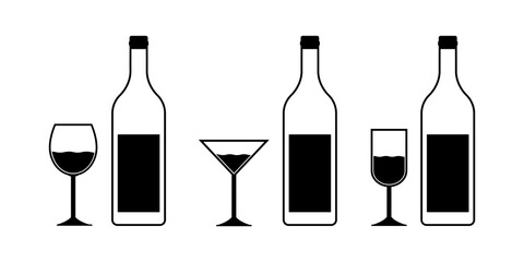 Bottle Wine Icons
