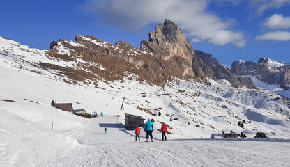 Ski slopes of  Italian Dolomites Alps. Seceda 2505m  location, Italy.