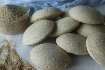 Steamed Little millet cakes or little millet idli. Made with a fermented batter of little millet,...
