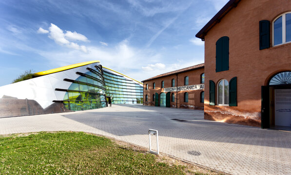 Modena, Italy, 25 May 2014, MEF Ferrari house museum Enzo Ferrari house and mechanical workshop, exterior.