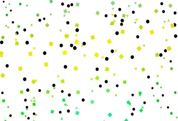 Light Green, Yellow vector background with triangles, circles, cubes.