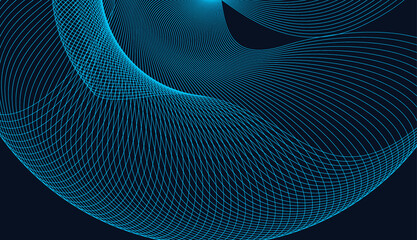 Blue and navy Psychedelic Linear Wavy Backgrounds Vector
