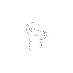 lama head line art logo design vektor
