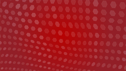 Futuristic 3d halftone pattern abstract hexagons on a red gradient background. Vector stock illustration