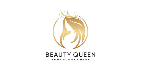 Beauty logo for women with modern and unique concept premium vector