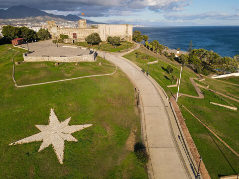 Drone view at Sohail castle on Fuengirola, Spain