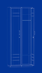 3D wire-frame model of wardrobe lockers
