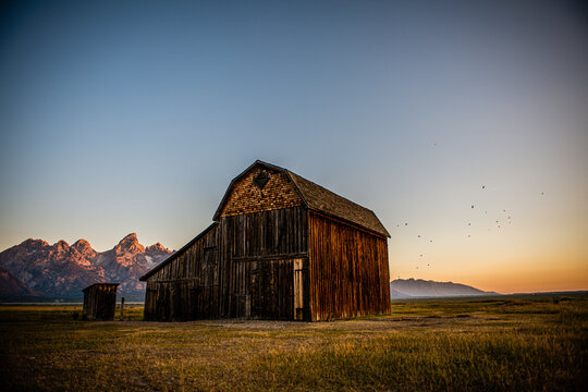 old barn at sunrise