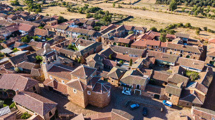 aerial view of castrillo de los polvazares village, Spain
