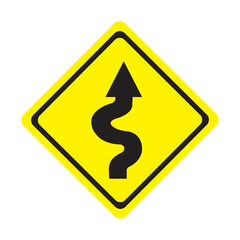 Traffic sign left winding road