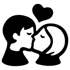 Loving couple kissing symbol icon