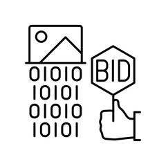 token lot, digital auction. Line icon for web design