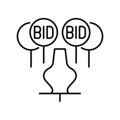 Forward auction, tender, auction, lot vase. Line icon for web design