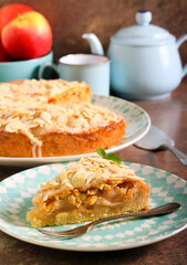 Apple and almond cake, sliced
