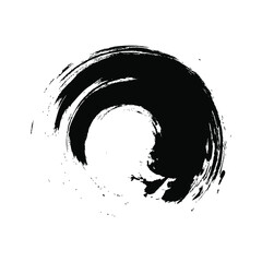 Grunge circle brush stroke. Black round frame. Element for design. Vector illustration isolated on white background. EPS 10