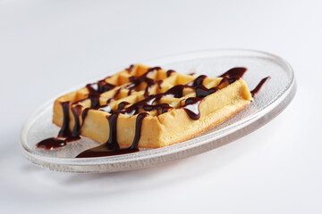Waffle with chocolate sauce