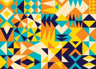 Fototapeta na wymiar Abstract simple geometric triangles and squares colorful vector Bauhaus style pattern design. 