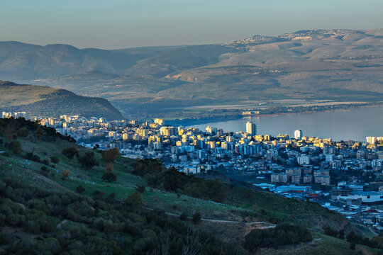 A view to Tiberias city from Swiss Forest