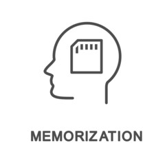 Icon – memorization. Memorization is the process of imprinting and subsequent storage of perceived information. The thin contour lines.