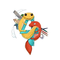 Number 4 with gecko illustration