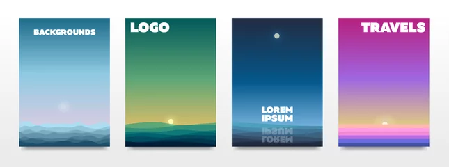Rolgordijnen A set of landscape backgrounds in the style of minimalism. For booklets, advertisements, banners, posters. Vector format. © Dmitry 