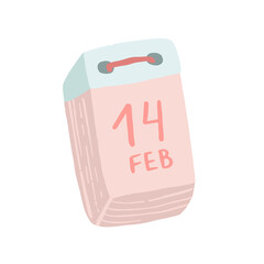 Cute st valentines illustration with date 14 february on calendar