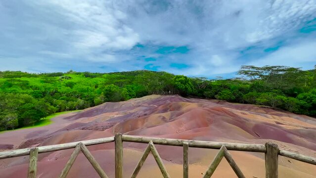 Seven Coloured Earths Chamarel Mauritius. Natural phenomenon with colorful earths.