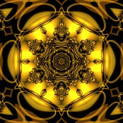 Mandala Kaleidoscope Star gold metallic on a black background, gold kaleidoscope art, golden digital mandala, unique ornament pattern design M968-18