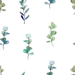 Abstract seamless pattern watercolor leaves for print design