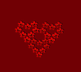Obraz na płótnie Canvas Red heart made of flowers, Happy Valentine’s Day