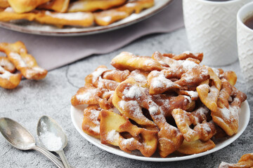 Angel wings, traditional sweet crisp pastry