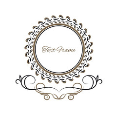 Circular two-tone ornament, abstract design for a white wedding card and invitation.