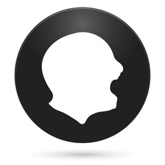 Screaming man icon, black circle button, vector illustration.