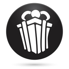 Gift box icon, black circle button, vector illustration.