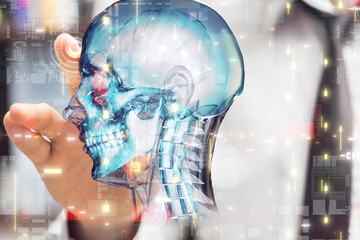 digital medical futuristic interface 3D rendering